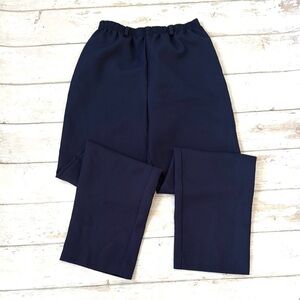 Women’s Size 8 Navy Blue Slacks Dress Pants Elastic Waist Straight Cut
